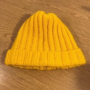 HANDMADE CROCHET YELLOW BEANIE